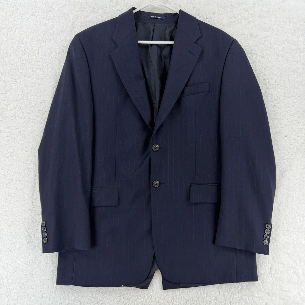 Vintage Chaps Ralph Lauren Blazer‎ Mens 40R Navy Pinstripe Wool Cashmere 90s